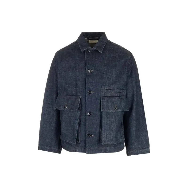 Lemaire Boxy Collared Button Up Denim Jacket-0