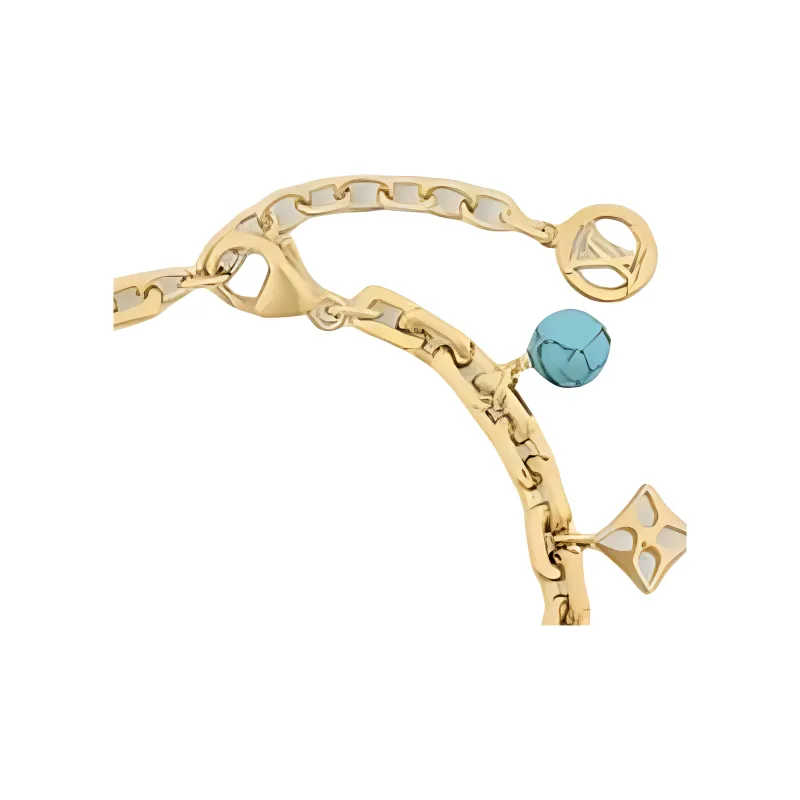LOUIS VUITTON Turquoise Resin Pearl Bracelets Women's Gold-1