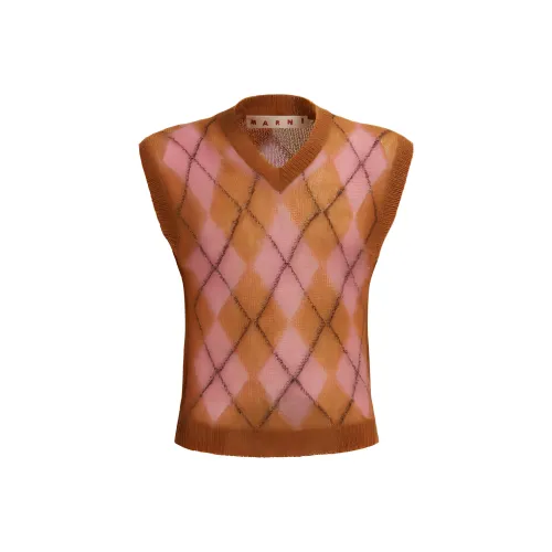 MARNI Mohair Argyle Vest With Floating Threads