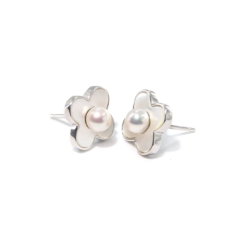 SANWUBALUOKE Pearl Stud Earrings Women's-4