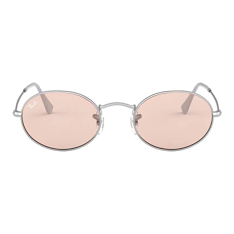 RayBan Crystal Metal Oval Sunglasses Women's Silver Pink-1