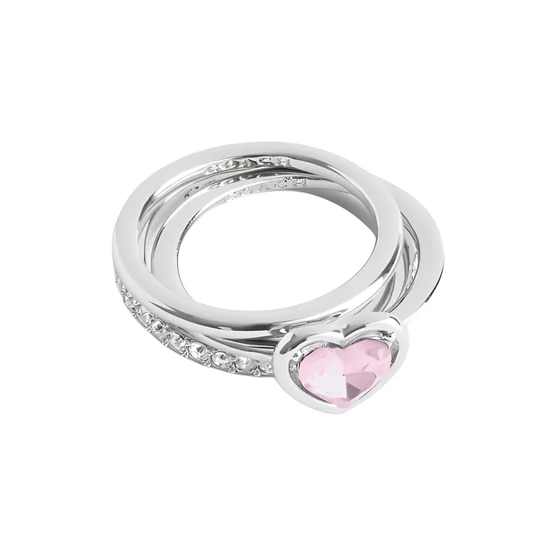 COACH Brass Plated, Glass, Cubic Zircon Rings Women's Silver-0