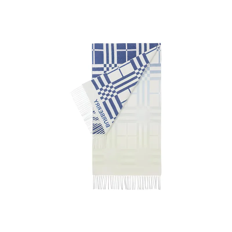 Burberry Knit Scarves Unisex Blue/White-2