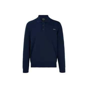 A.P.C Logo Embroidered Long Sleeved Polo Shirt