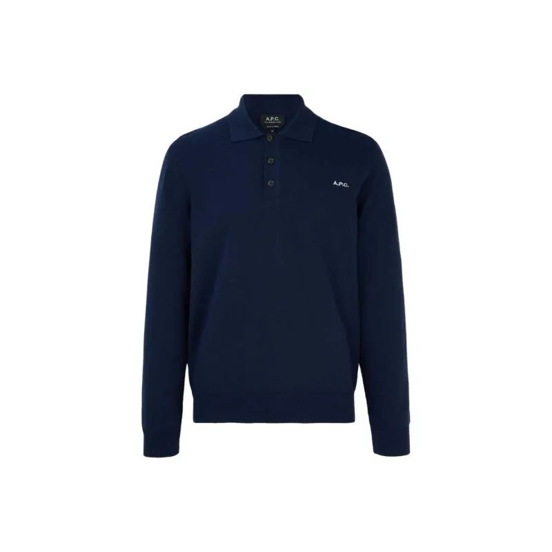 A.P.C Logo Embroidered Long Sleeved Polo Shirt-0