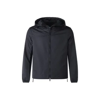 EMPORIO ARMANI Monogram Pattern Zipped Hooded Jacket