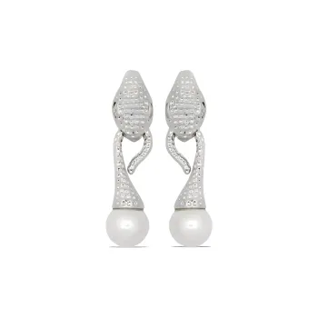 Oscar De La Renta Snake Pearl Drop Clip on Earrings
