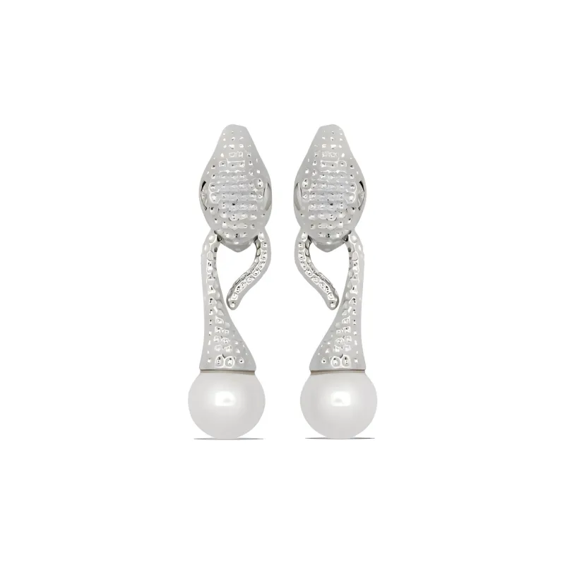Oscar De La Renta Snake Pearl Drop Clip on Earrings-0