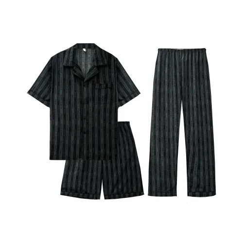 Qiao Ni Tong Pajama Set Men's Subtle Texture Whisper Stripes