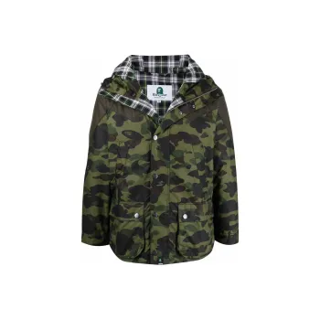 A Bathing Ape X BARBOUR Jackets Unisex Khaki Green