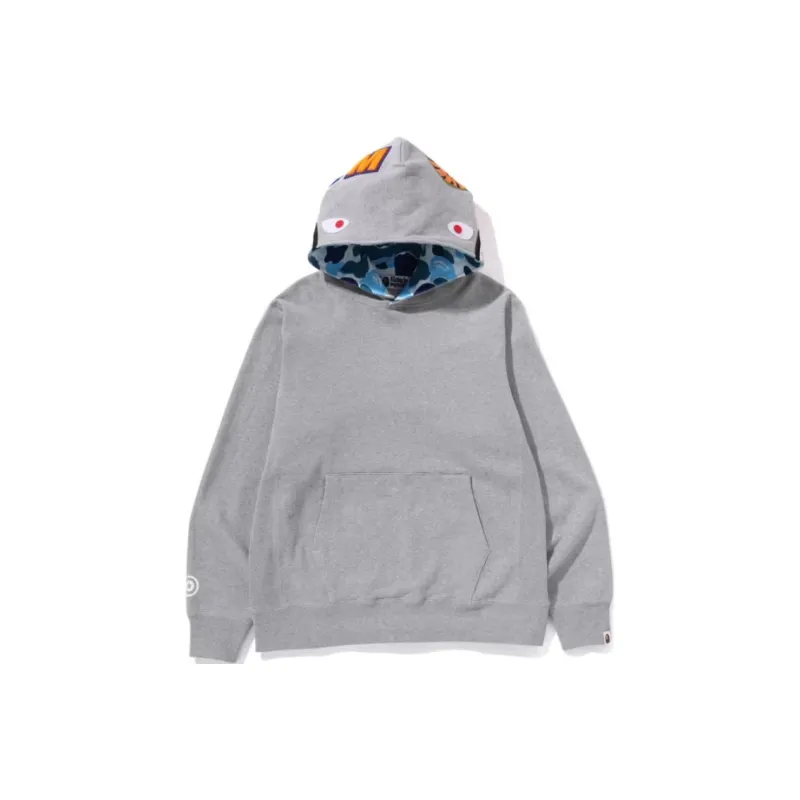 Bape Shark Side Zip Wide Long Length Pullover Hoodie-4