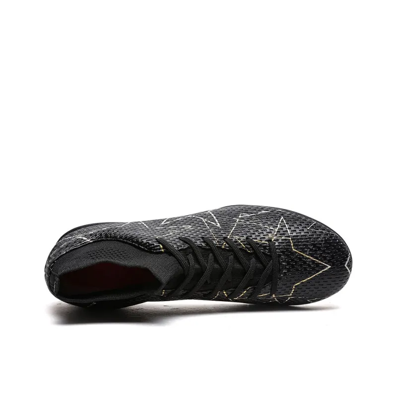 QIUTEXIONG Soccer Shoes Unisex High Top Black/White/Blue-25