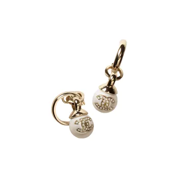 CHANEL White Pearl Earrings Women's