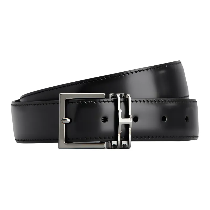 TOD'S Logo Emblem, Pin Buckle Leather Belts Men's Brown Width 3CM-1