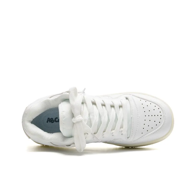 ABCIO Slip Resistant, Waterproof, Lightweight, Height Increasing Low Top Skateboard Shoes Unisex White Box-10