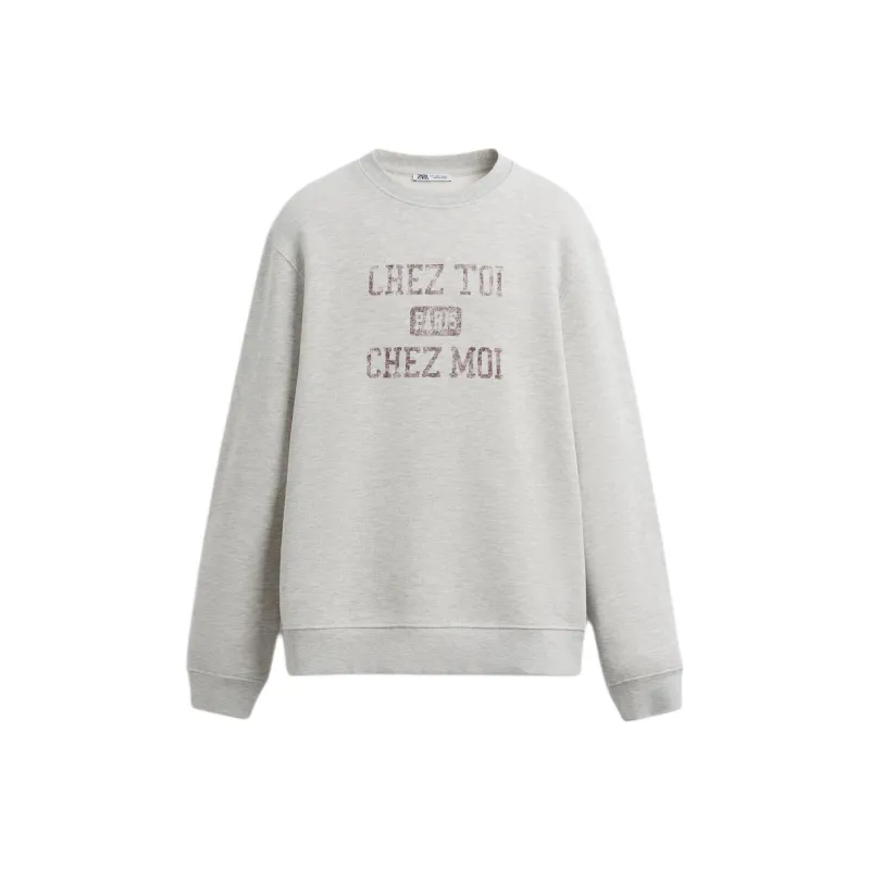 ZARA Sweatshirt Men's Zebra Print Gray-0
