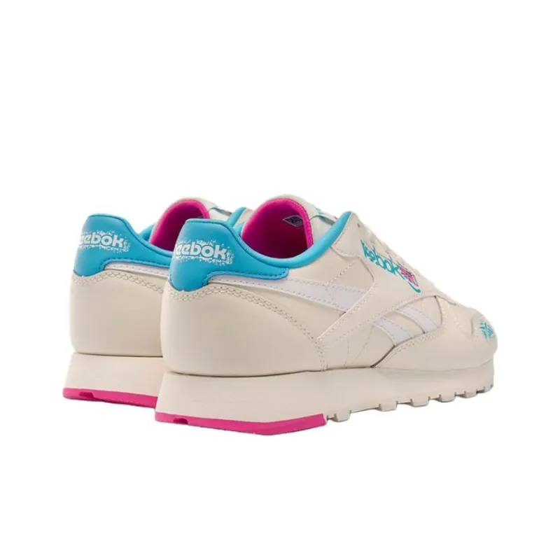 Reebok Classic Leather Anti Slip Wear Resistant Low Top Tennis Shoes Women's White-4