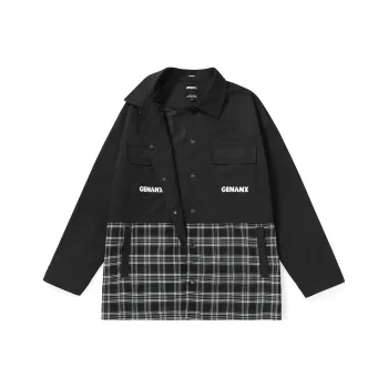 GENANX Jackets Unisex Black White Plaid