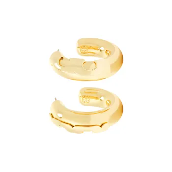TORY BURCH Logo Plaque Hoop Earrings