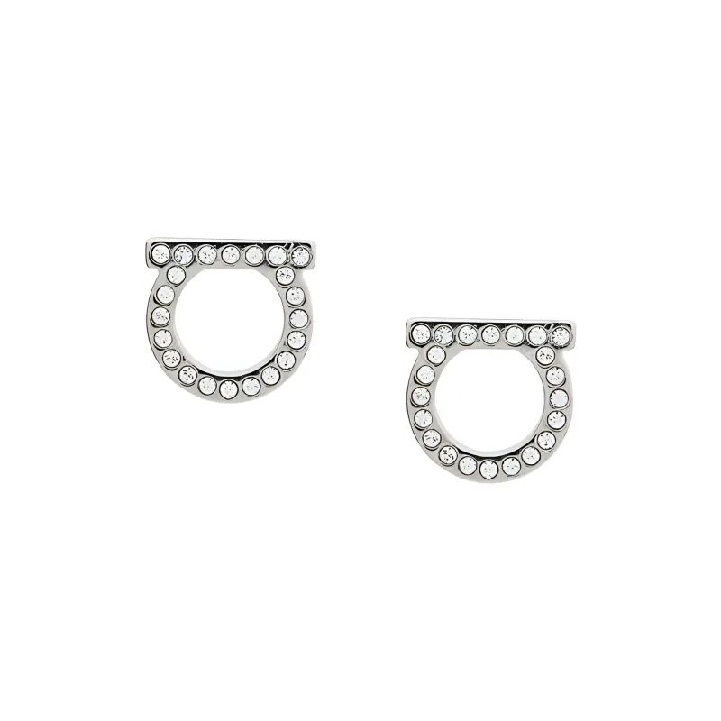 Ferragamo Gancini Embellished Large Earrings-0