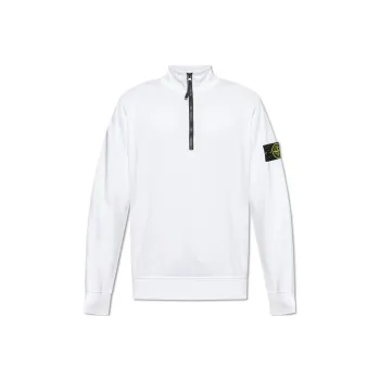 STONE ISLAND Logo Patch Half Zip Sweatshirt