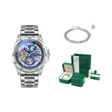 Premium Bracelet Square Box-Silver Case Blue Dial Silver Steel Band