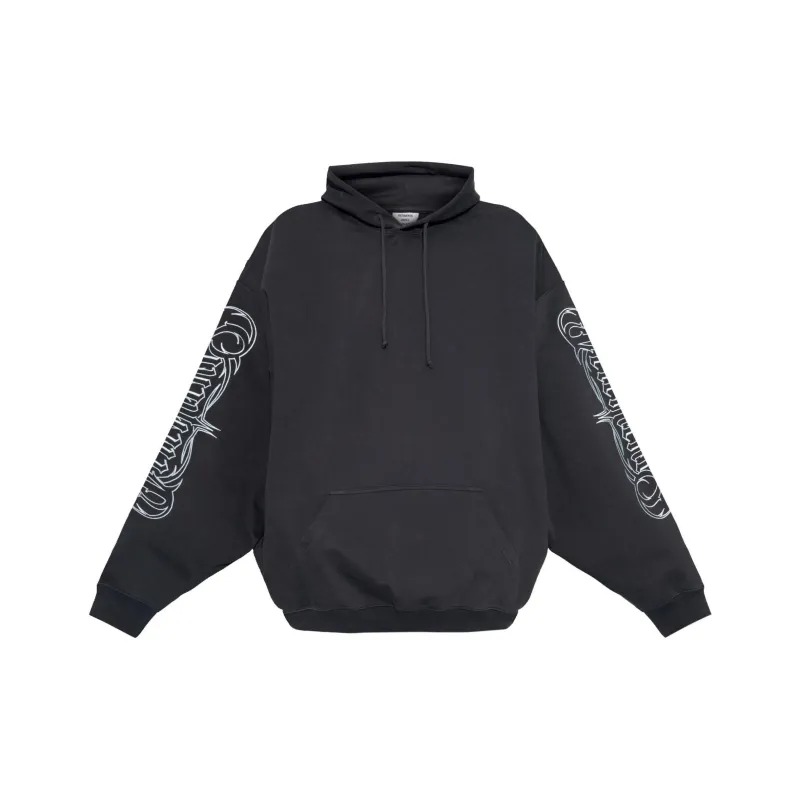 Vetements Graphic Embroidered Kangaroo Pocket Hoodie-0