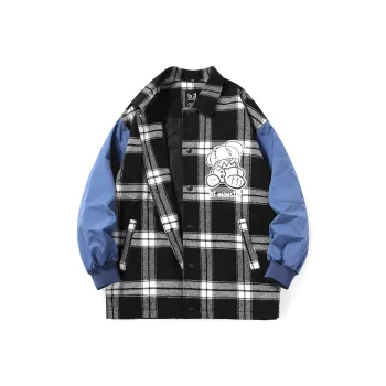 BIRDTALK Jackets Unisex Black White Plaid
