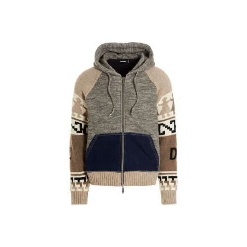 DSQUARED 2 Intarsia knit Zip up Hoodie
