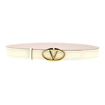 Valentino Logo Buckle, Smooth Buckle Leather Belts Women's Pink