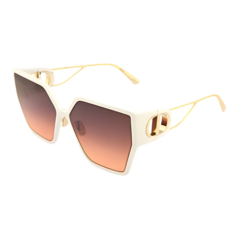 DIOR Metal Plate Irregular Shape Sunglasses Unisex White-0