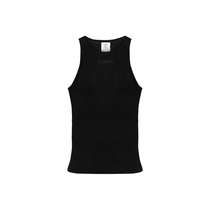 Vetements Logo embroidered Stretch cotton Tank Top-0