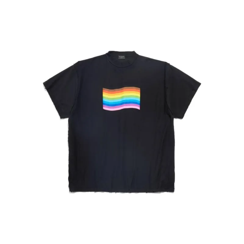 Balenciaga T Shirt Loose Fit Style Unisex Black-0