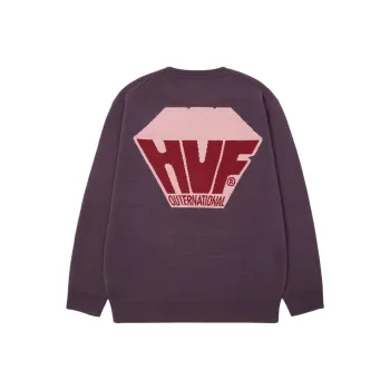 HUF SS25 Sweater Unisex Grape Purple
