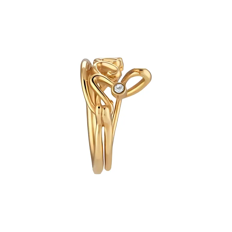 GUCCI Crystal Rings Unisex Gold-2