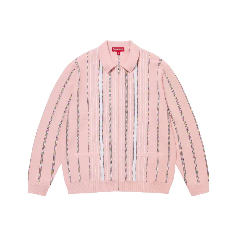 Supreme Speckle Stripe Zip Up Cardigan-0