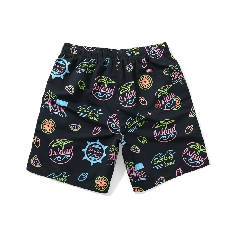 GAILANG Beach Shorts Men's Graffiti Black-1