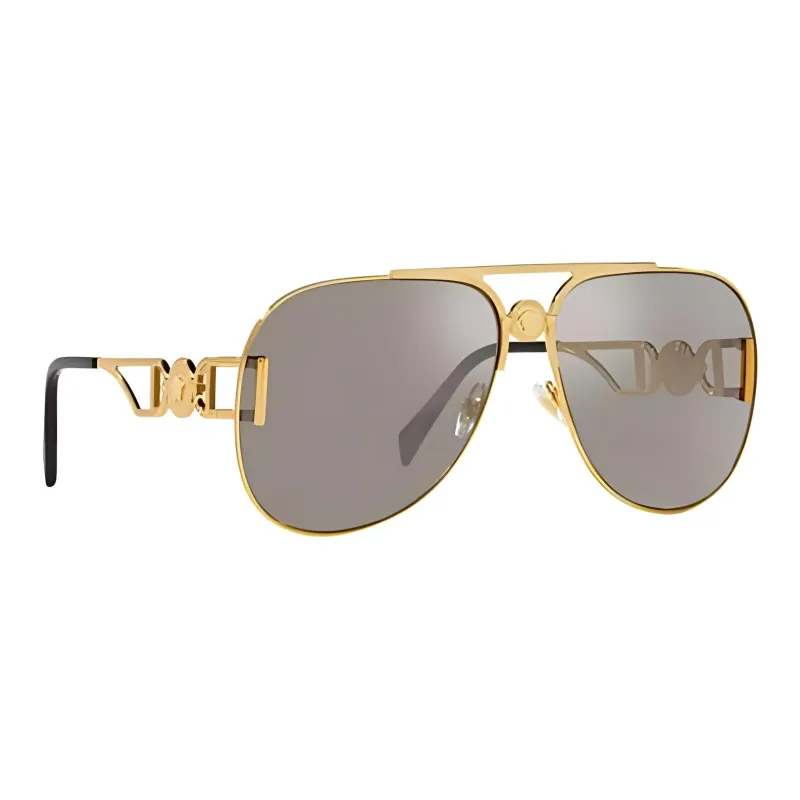 VERSACE Metal Aviator Sunglasses Unisex Gold-0