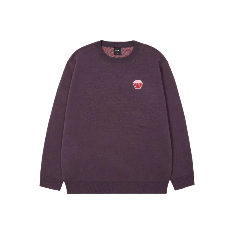 HUF SS25 Sweater Unisex Grape Purple-1
