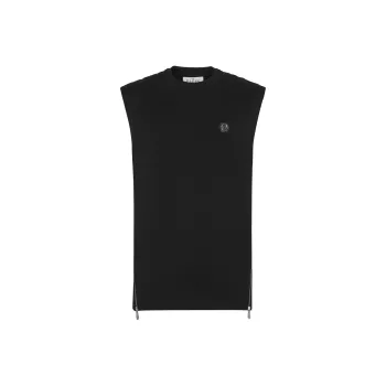 PHILIPP PLEIN Logo appliqué Cotton Tank Top