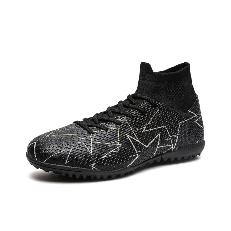 QIUTEXIONG Soccer Shoes Unisex High Top Black/White/Blue-21