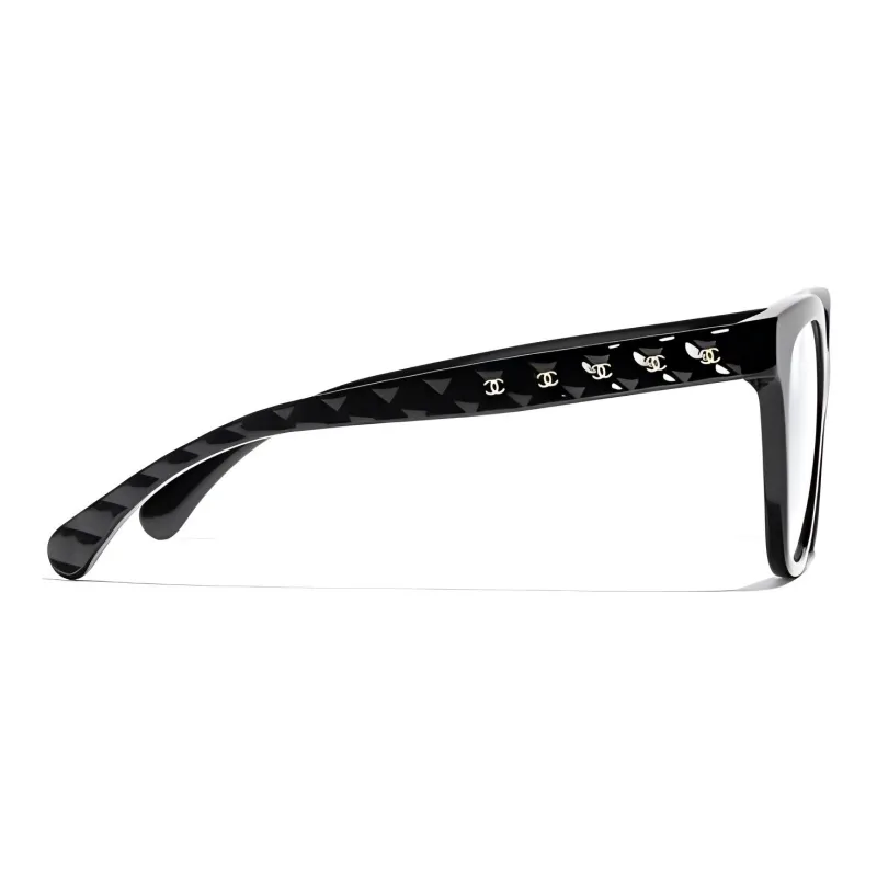 CHANEL Acetate Square Eyeglass Frames Women's Black-2