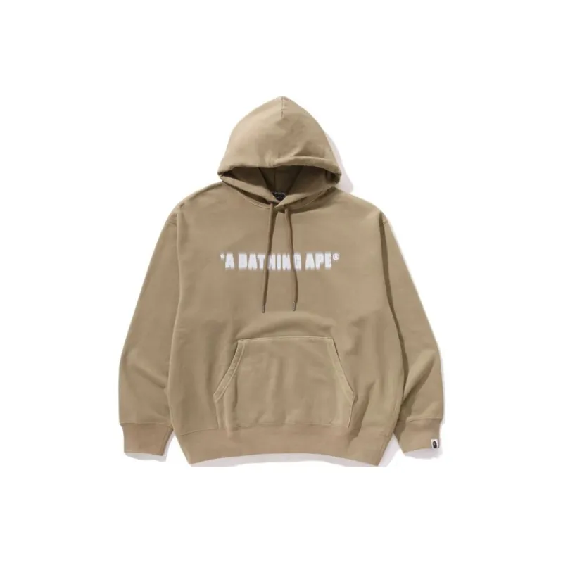 A BATHING APE Garment Dye Bathing Ape Logo Relaxed Fit Pullover Hoodie-3