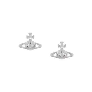 Vivienne Westwood Brass Metal Stud Earrings Unisex Silver