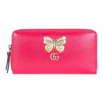 GUCCI Leather Wallet Regular Women's Rose Red