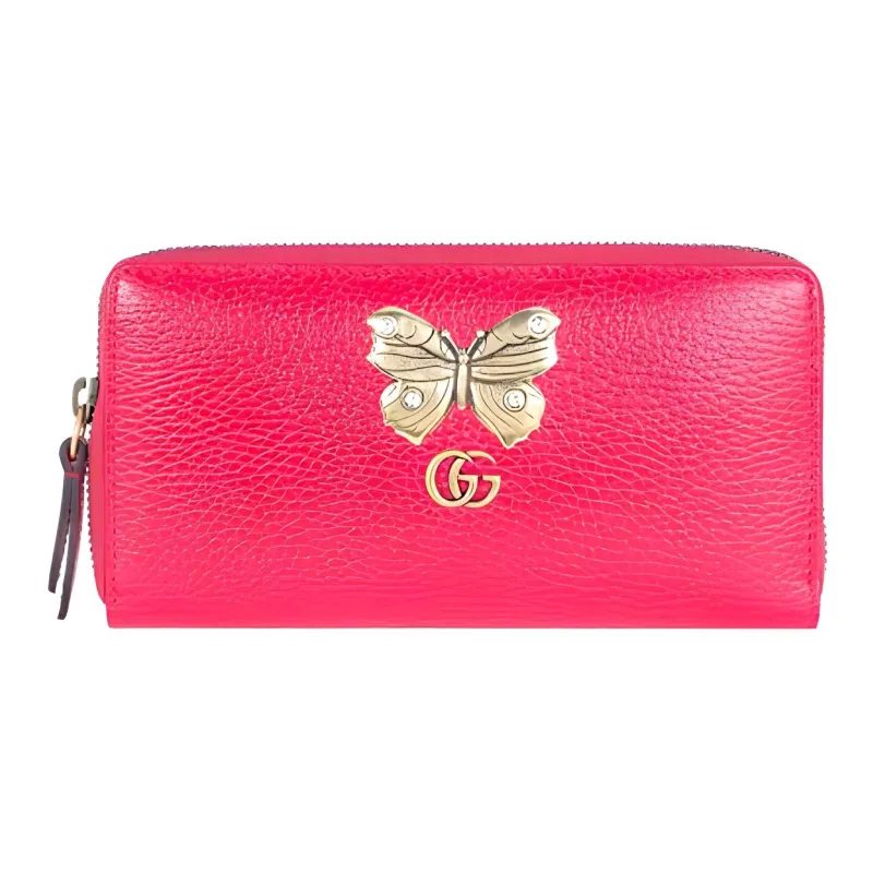 GUCCI Leather Wallet Regular Women's Rose Red-0