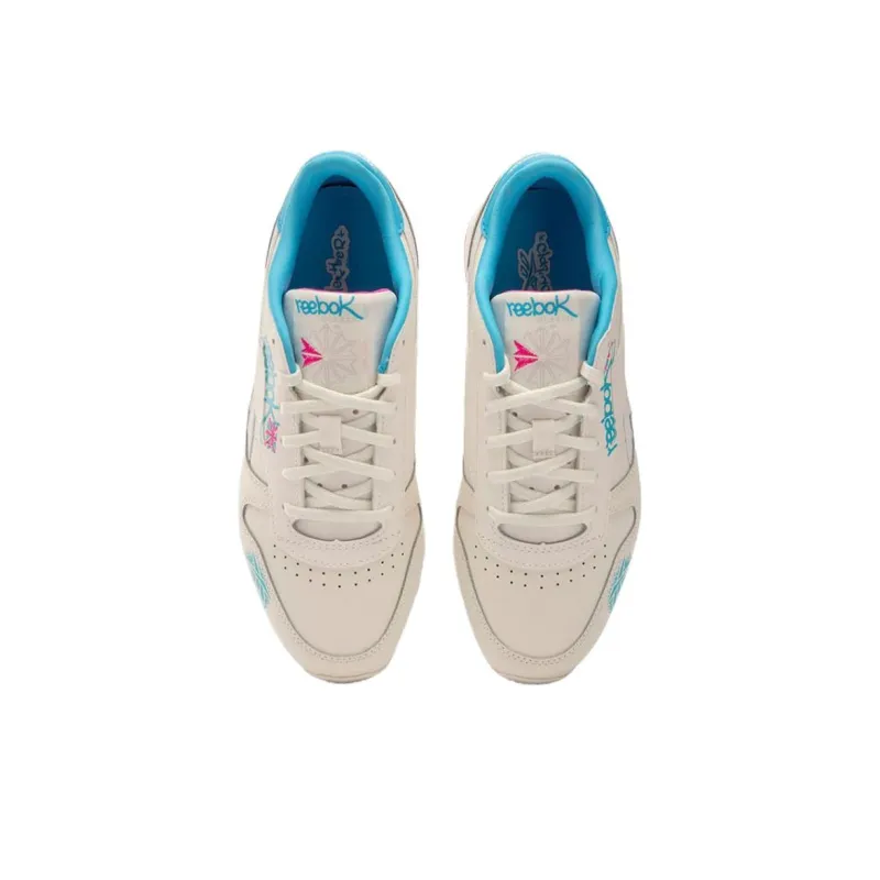 Reebok Classic Leather Anti Slip Wear Resistant Low Top Tennis Shoes Women's White-3
