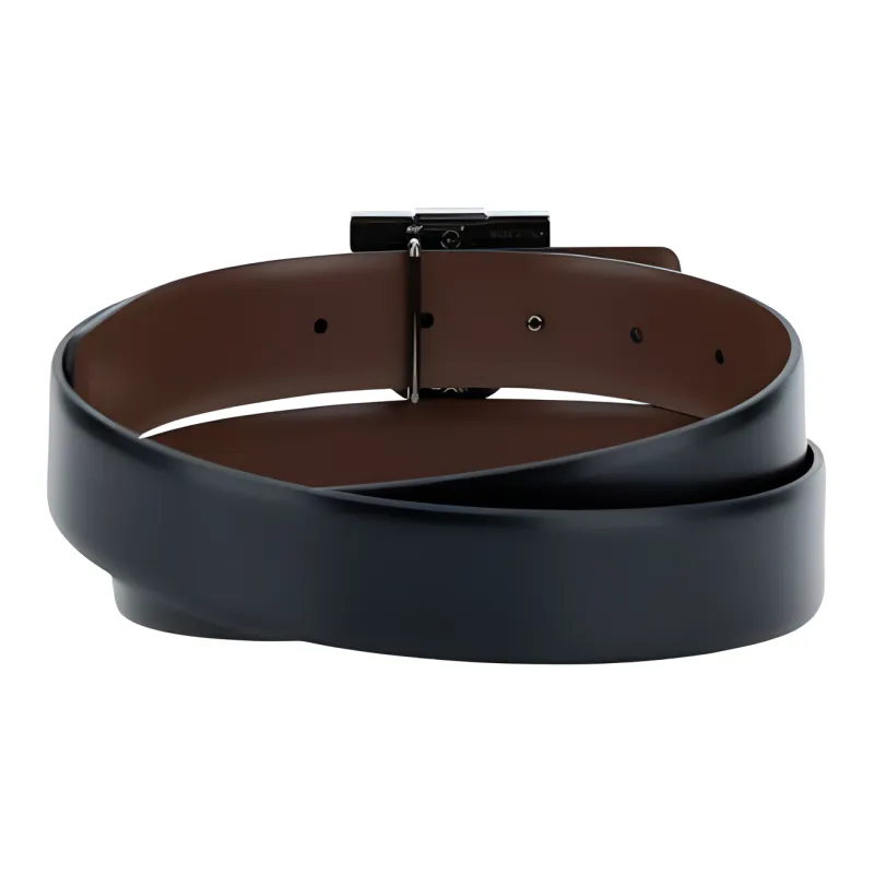 FERRAGAMO Calfskin Leather Belts Men's Black  -2