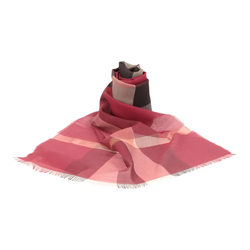 Burberry Wool Silk Nylon Metallic Polyester Knit Scarves Unisex Red-1