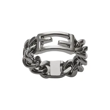 FENDI Baguette Rings Men Rutenium Gray